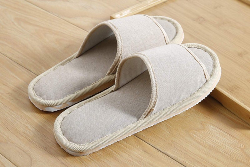 Tiger007 6 Pair of Open Toe Breathable Slippers Solid Color Casual Slippers Spa Slippers for Guests  Hotel  Travel  Unisex Universal Size Washable (6 beige medium size) - Image 5